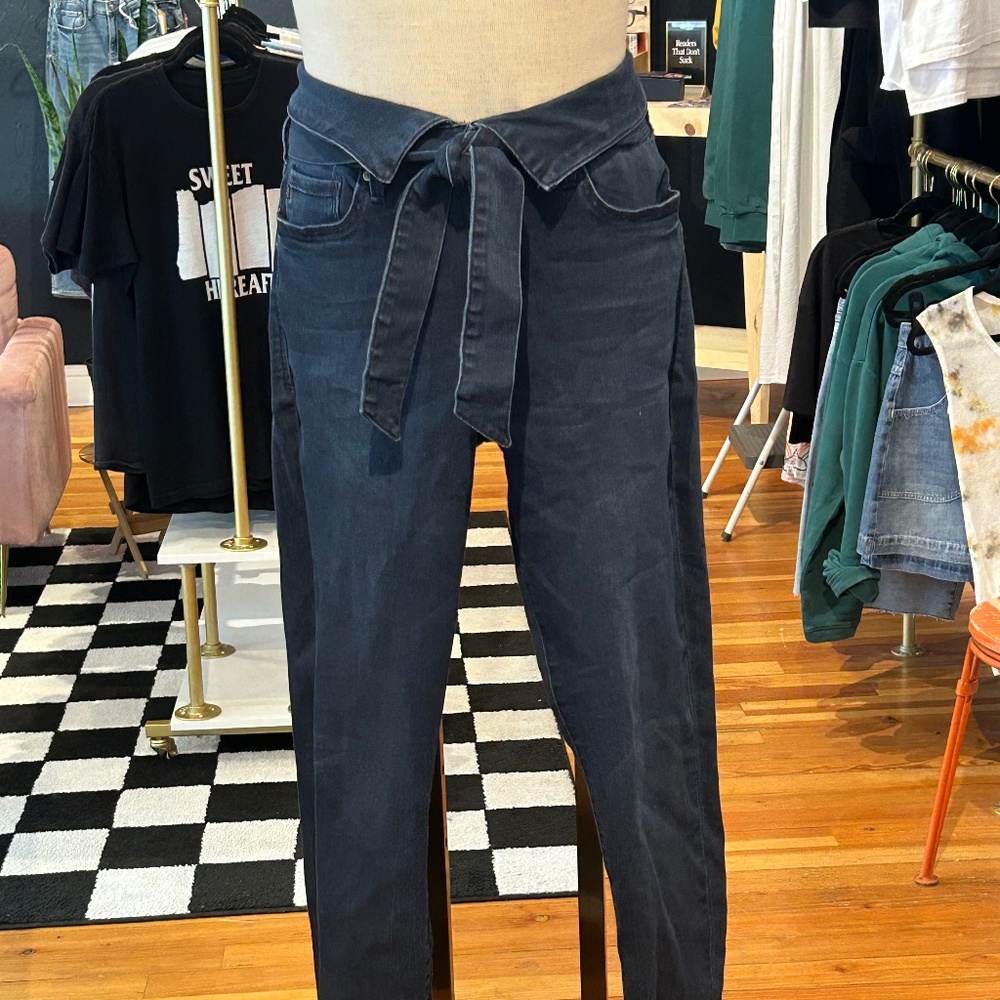 High Rise Front Tie Dark Denim